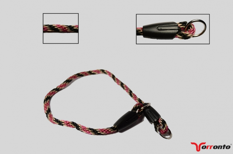 Pletený lanový obojek Torronto Růžovo Bílo Černý 6mm